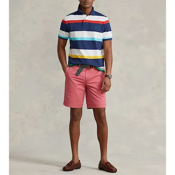 Polo Ralph Lauren Men's Sz XL Blue Multi Striped Classic Fit Mesh Polo Shirt - Picture 11 of 12